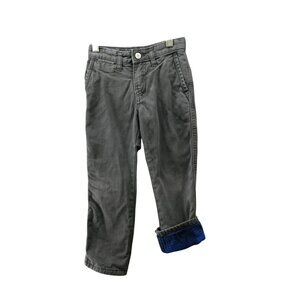 Gap Boys 5T Fleece Lined Chino Pants Gray Jeans Winter Adjustable Straight
